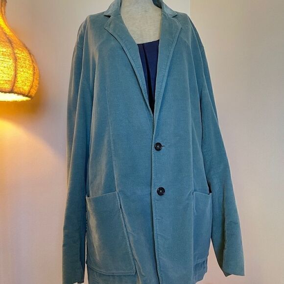 JIL SANDER Relaxed fit, soft robin's-egg-blue cotton velvet blazer Size: EU 52 - Picture 10 of 11